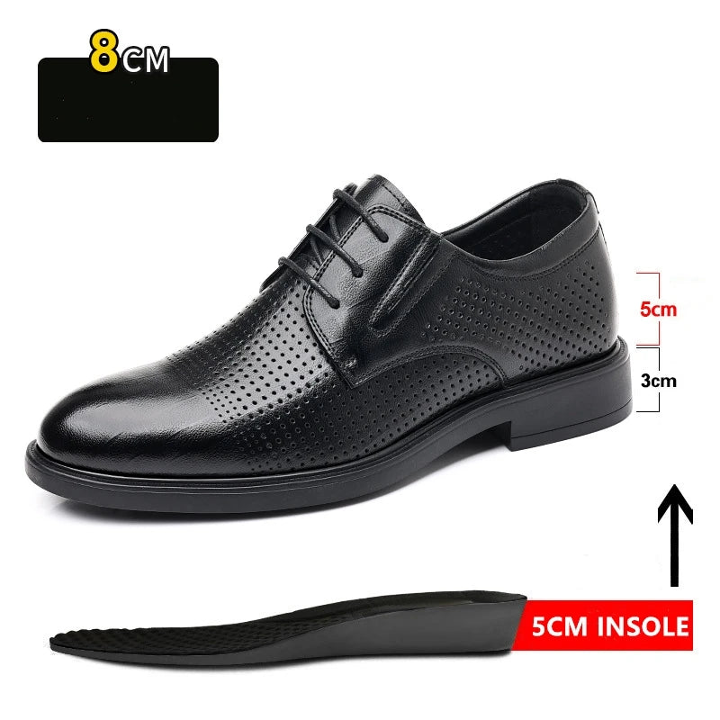 3/6/8 CM Elevator Shoes Men Dress Shoes Black Soft Leather Men Heightening Formal Shoes Casual Business Men Oxfords Suit Shoes