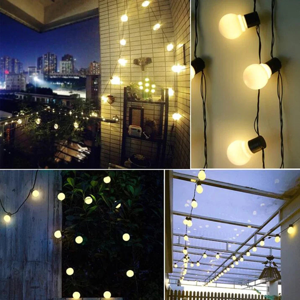 5/7/12m led globo solar luzes da corda de fadas guirlanda natal rua casamento lâmpadas ao ar livre para festa feriado jardim pátio