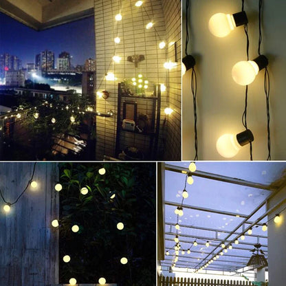 5/7/12m led globo solar luzes da corda de fadas guirlanda natal rua casamento lâmpadas ao ar livre para festa feriado jardim pátio