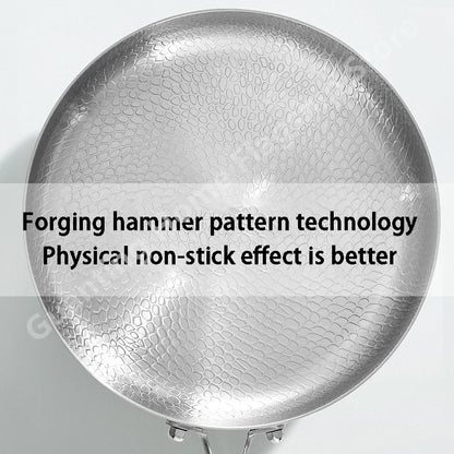 Titanium Stainless Steel Frying Pan Nonstick Wok Uncoated Pot Egg Steak Skillet Home Induction Cooker Gas Stove Kitchen Cookware