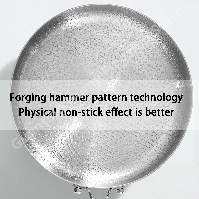 Titanium Stainless Steel Frying Pan Nonstick Wok Uncoated Pot Egg Steak Skillet Home Induction Cooker Gas Stove Kitchen Cookware
