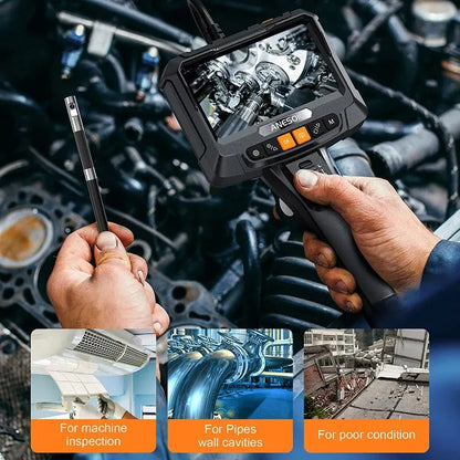 Cámara endoscópica industrial con dirección de 360°, boroscopio de inspección de lente simple y doble, pantalla IPS de 8 mm y 5 pulgadas, 1080P, para tuberías de motor de automóvil.
