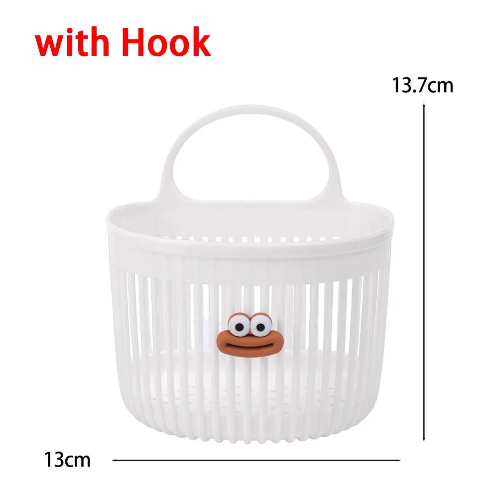 Cute Reusable Kitchen Hanging Baskets Wall-mounted Cartoon Storage Basket Space-Saving Sausage Mouth Organizer