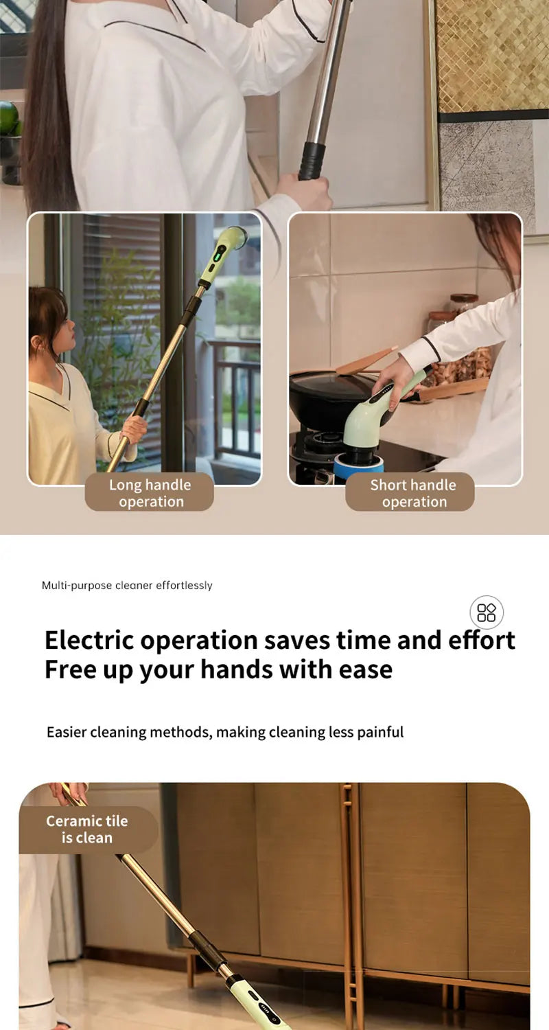 9-in-1 Multifunctional Wireless Electric Cleaning Brush Household Kitchen Bathroom Brush USB Handheld Rotating Cleaning Tools