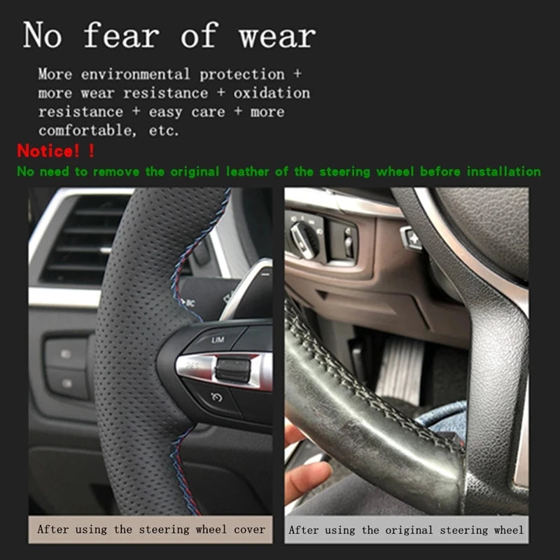 Customize Microfiber Leather Car Steering Wheel Cover For Ford Focus 3 2015-2018 Kuga 2016-2019 Escape C-MAX Ecosport 2018-2019