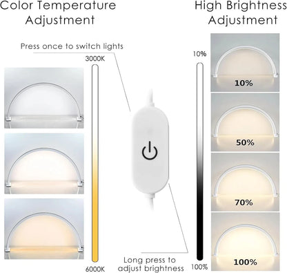 48W Half Moon Lamp For Nail Desk Dimmable 3000K-6000K Makeup Manicure Beauty Salon Touch Switch LED Light Half Moon Nail Lamp
