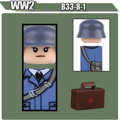 WW2 Military Soldier Figures Building Blocks Soviet British Army German Camouflage Warrior Infantry Accessories Bricks Toys Gift