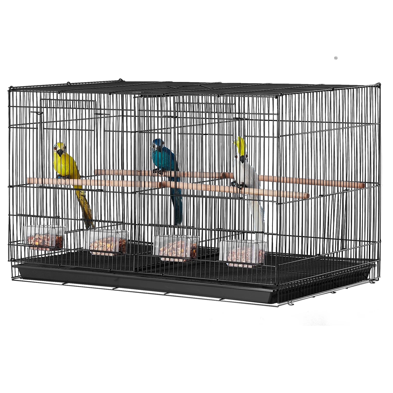 SucceBuy 30In Flight Bird Cage Stackable Divided Small Animal Cage for Kinds of Birds Pet Travel Birdcage with Handle and Perch