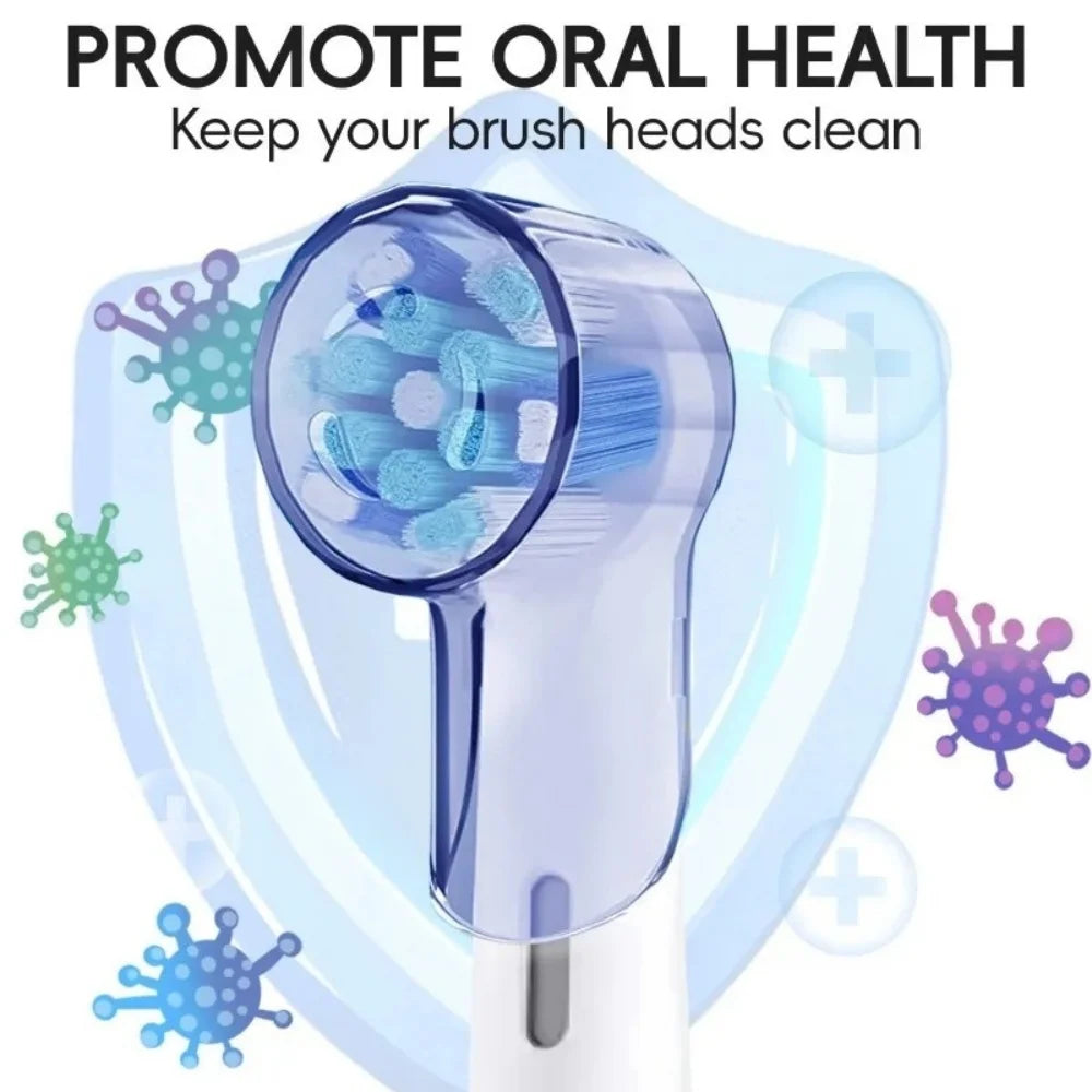 Kit com 2 ou 4 capas protetoras contra poeira para cabeças de escova de dentes elétrica, compatíveis com as linhas Braun Oral-B e iO.