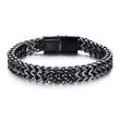 Pulsera clásica y versátil de cadena de plata para hombre con hebilla magnética de acero inoxidable y metal. 