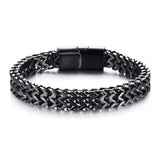 Pulsera clásica y versátil de cadena de plata para hombre con hebilla magnética de acero inoxidable y metal. 