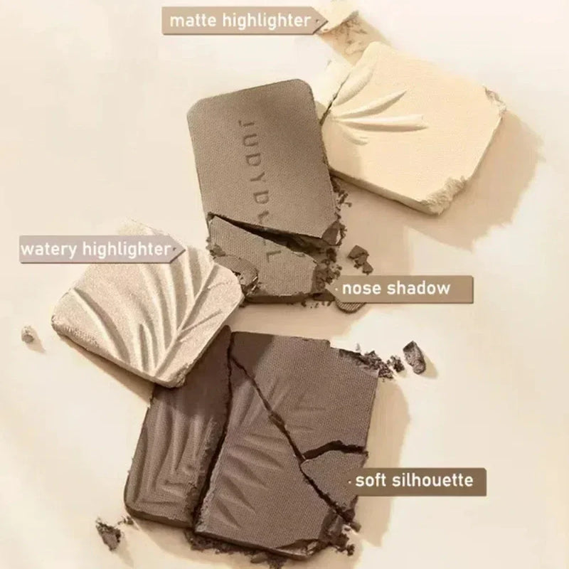Judydoll iluminador contorno bronzer paleta nude maquiagem natural facial 3d nariz sombra de longa duração à prova dwaterproof água cosméticos maquiagem