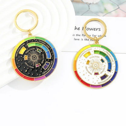 Chaveiro de círculo cromático com roda colorida, chaveiros giratórios criativos