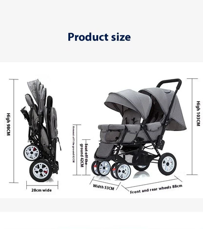EU STOCK Twin strollers Double kids two seats strollers foldable carriage wholesale baby stroller Front and rear seats