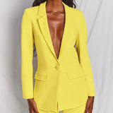 Blazer de color liso para mujer, traje elegante, pantalones rectos ajustados, conjunto de 2 piezas para oficina, otoño e invierno