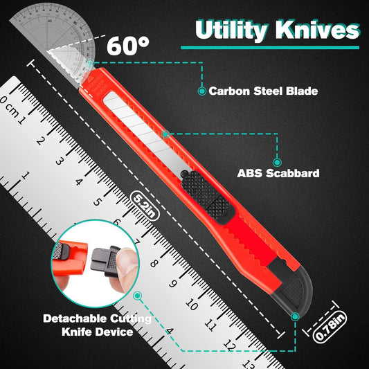 42/30/18/10 Pack Box Cutter Retractable, 9MM Snap-Off Blade Utility Knife, Razor Knife with Self-Lock Design