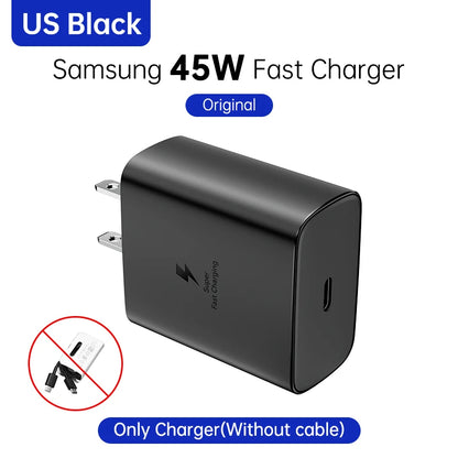 Cargador de pared Samsung PD de 45 W, carga superrápida, original de EE. UU., cable USB C a tipo C de 5 A, para Galaxy S25, S24, S23, S22 Ultra, A54, A53 y Note20.