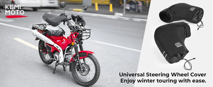 KEMITOUR Motorcycle Handlebar Gloves Scooter Hand Bar Winter Gloves Windproof Waterproof Washable For ATV Snowmobile