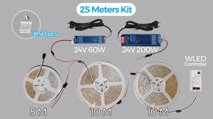 Controlador WLED ESP32 RGBIC COB LED Tira de luz Kit de cinta reactiva al sonido Música Sincronización Funciona con Alexa 24V 5 10 15 20 25 30 40 M