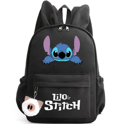 Mochila Disney Lilo Stitch para niñas, niños y adolescentes, informal, escolar, de viaje, con orejas de conejo