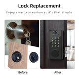 RAYKUBE DS01 BLE TT Lock Smart Fingerprint Deadbolt Lock with Latch/Door Sensor Auto Lock Key/Password/Card/ TT Lock APP Unlock
