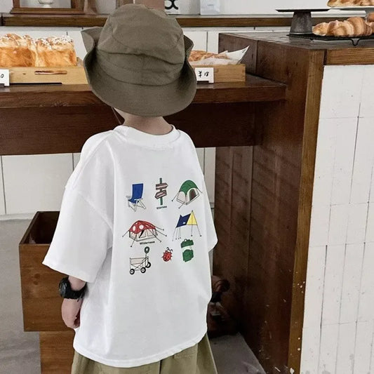 Boys' Summer Short Sleeve T-shirt New Small And Medium Children's Round Neck Top Children's Casual Versatile Half Sleeve Fashion