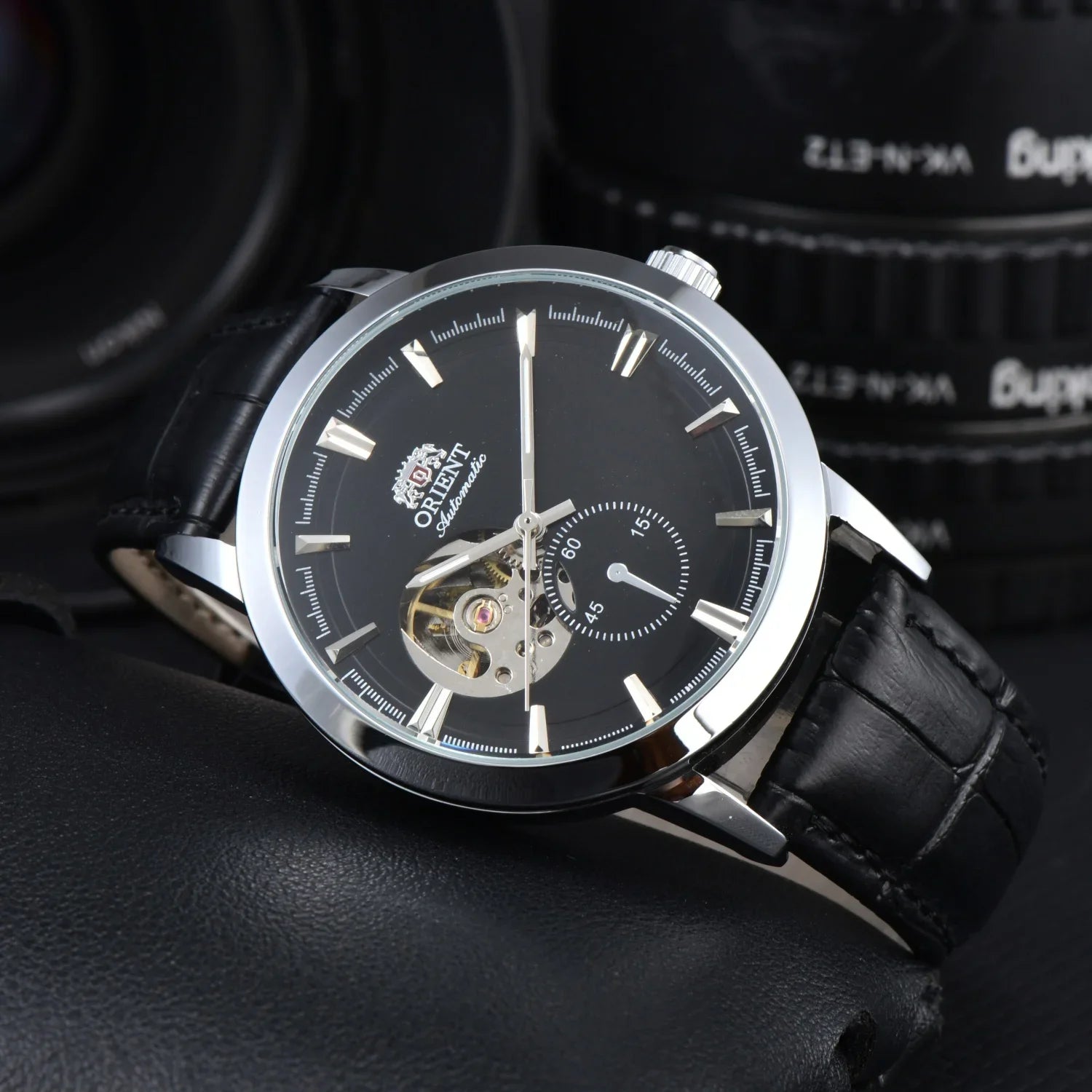 Orient Double Lion Watch Japanese Fully Automatic Mechanical Watch Hollowed Out Business Men's Watch Leather Strap