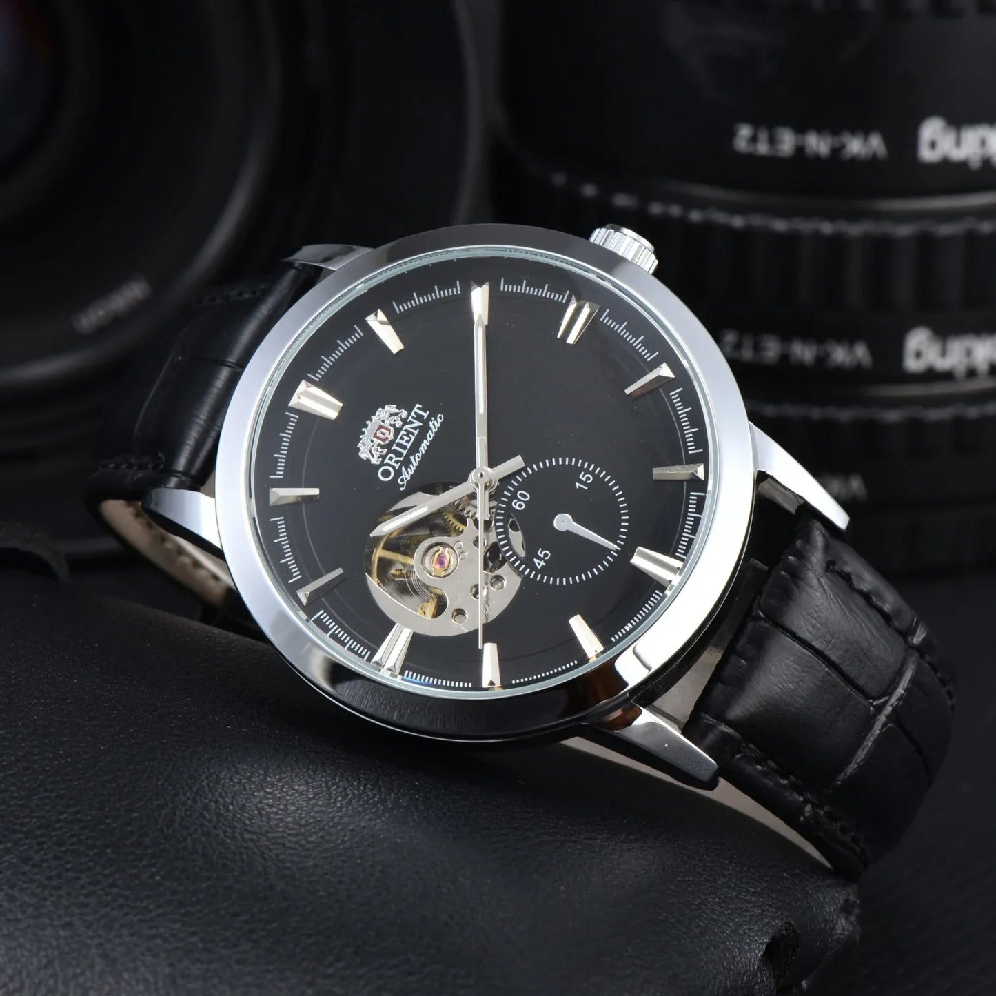Orient Double Lion Watch Japanese Fully Automatic Mechanical Watch Hollowed Out Business Men's Watch Leather Strap
