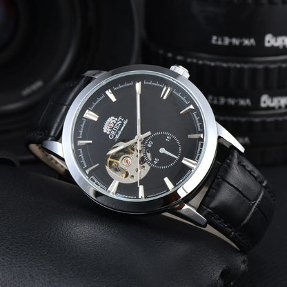 Orient Double Lion Watch Japanese Fully Automatic Mechanical Watch Hollowed Out Business Men's Watch Leather Strap