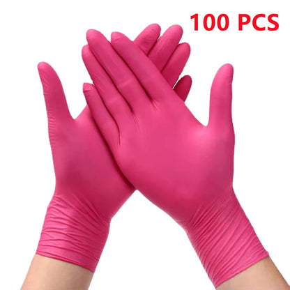 Luvas Descartáveis de Nitrilo Sem Látex para Tintura de Cabelo, Luvas De Limpeza Para Beleza, Tintura De Cabelo, Salão De Unhas, Pó Rosa, 20 unid, 50 unid, 100 unid