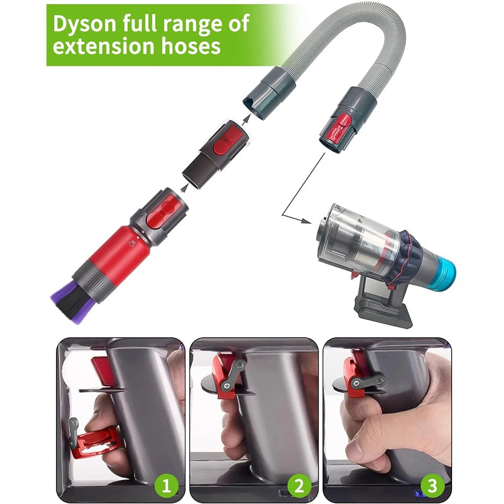 Dusting Brush Flexible Extension Hose for Dyson Outsize/ V7/ V8/ V10/ V11/ V15 Vacuum Cleaner Self-cleaning Soft Bristles Access