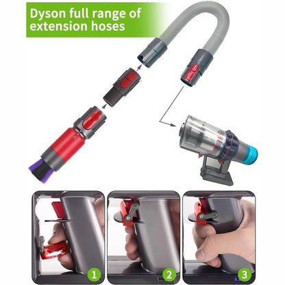 Dusting Brush Flexible Extension Hose for Dyson Outsize/ V7/ V8/ V10/ V11/ V15 Vacuum Cleaner Self-cleaning Soft Bristles Access