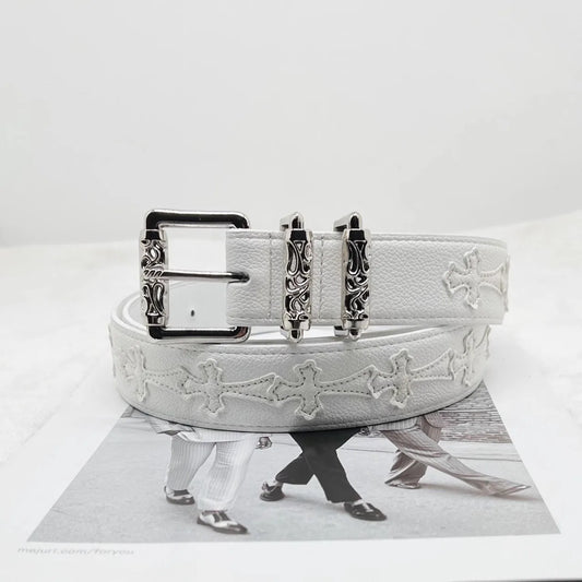 Spring and summer personalized belt with lychee pattern and colorful Kro new style belt for men and women, artistic youth belt