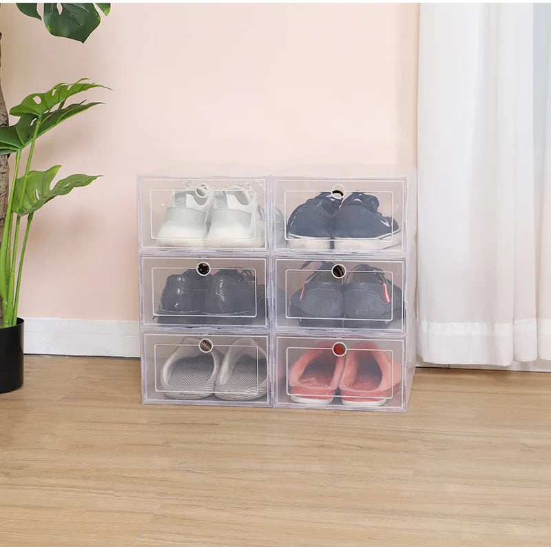 6pcs/set Antioxidant shoe cabinet High Transparent slippers sneakers storage shoes box dustproof shoe organizer box