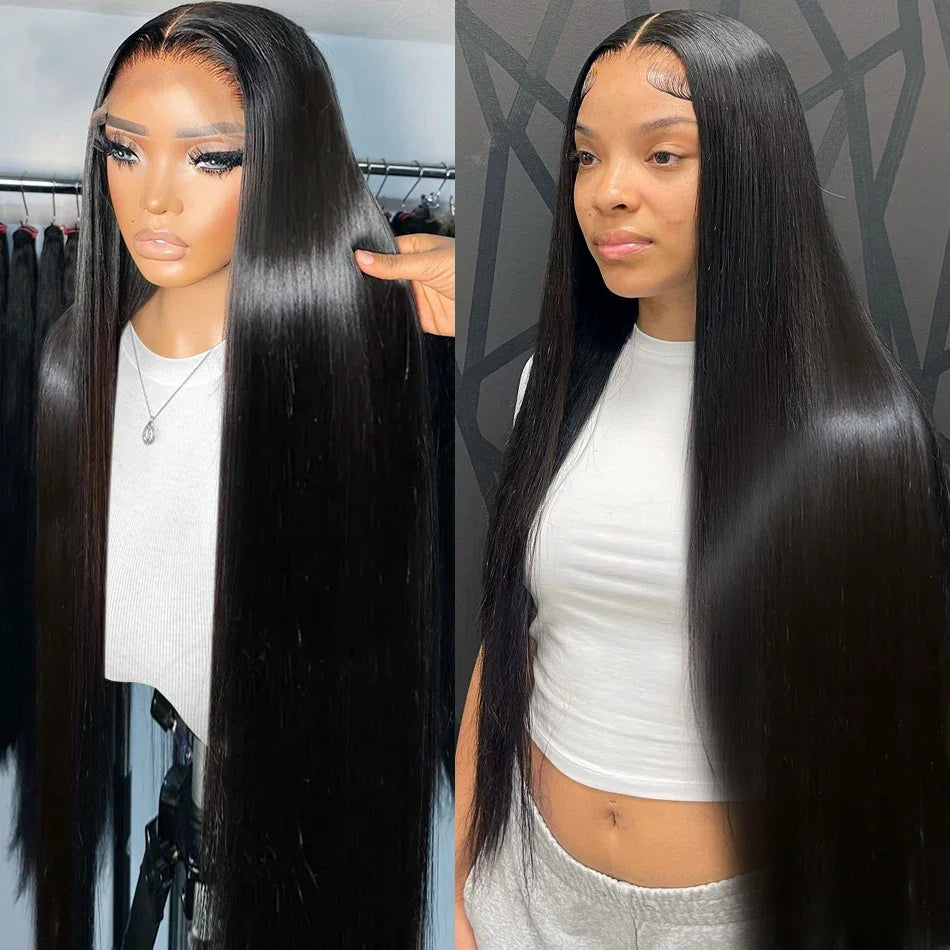 Peruca lace frontal cabelo humano liso HD 250% - densidade - longo luxo