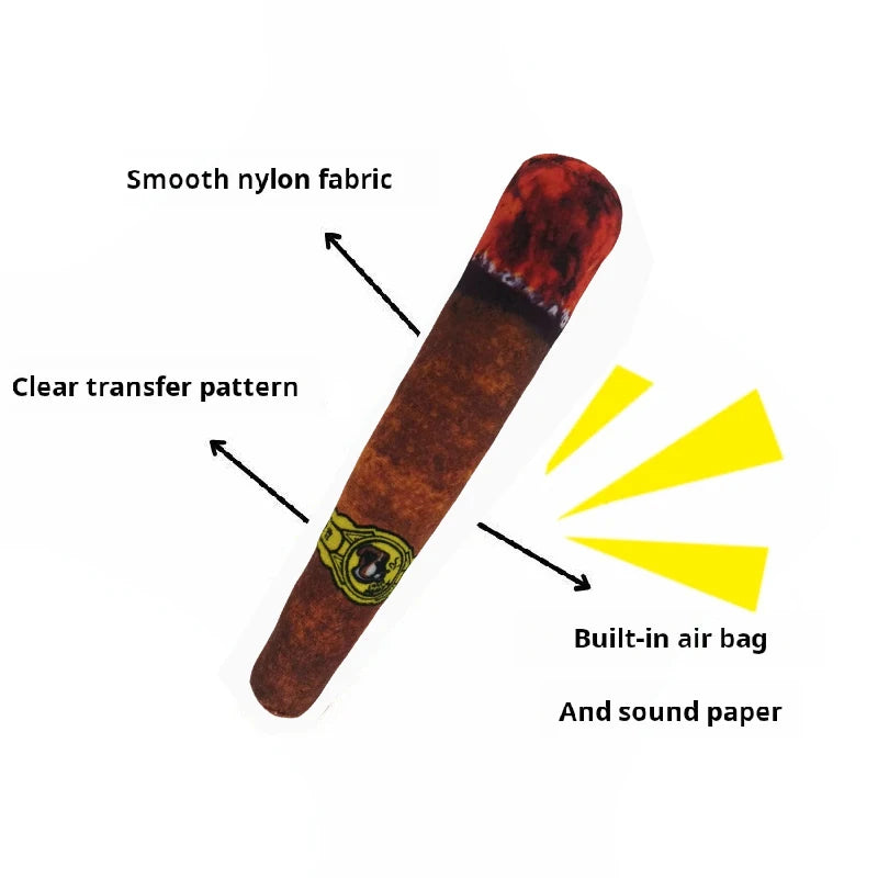 Juguete de peluche con sonido de cigarro para perros, juguete para cachorros con palo verde, juguete para morder con chirrido, relleno crudo, para articulaciones de perro.