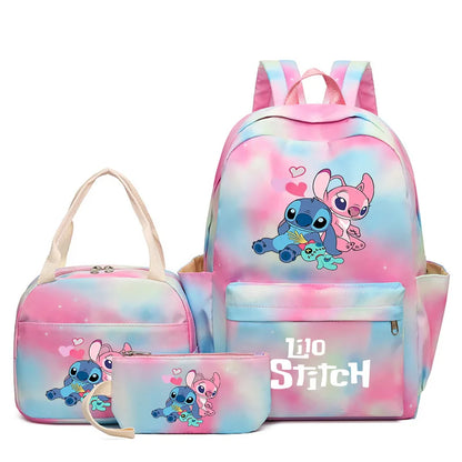 Mochila colorida de Disney Lilo Stitch, juego de 3 piezas para mujer, mochilas escolares informales con bolsa de almuerzo, mochila para niña, niño, estudiante y adolescente.