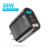 USLION-USB C Travel Fast Charging Charger, Tablet, Laptop, PD, Quick Charge 3.0, Wall Phone Adapter, iPhone 15, Xiaomi, 58W