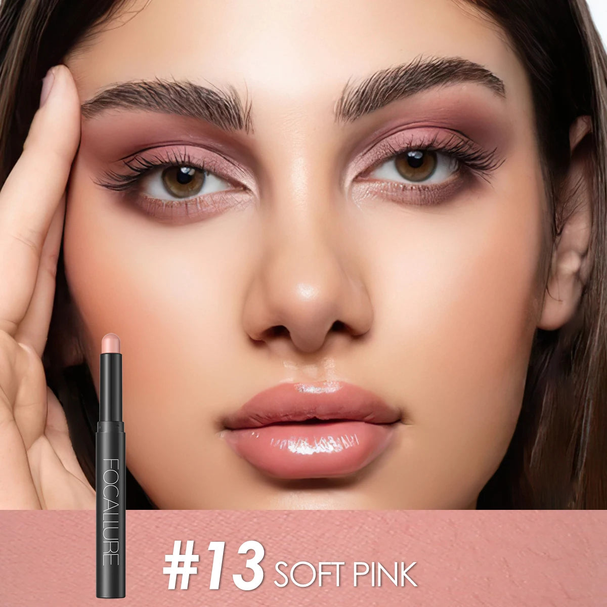 FOCALLURE Lápiz de sombra de ojos perlado de 24 colores, resistente al agua, con brillo, pigmento brillante, delineador en barra, herramientas de maquillaje