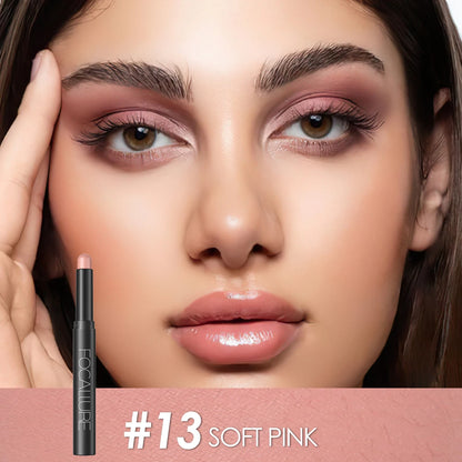 FOCALLURE Lápiz de sombra de ojos perlado de 24 colores, resistente al agua, con brillo, pigmento brillante, delineador en barra, herramientas de maquillaje