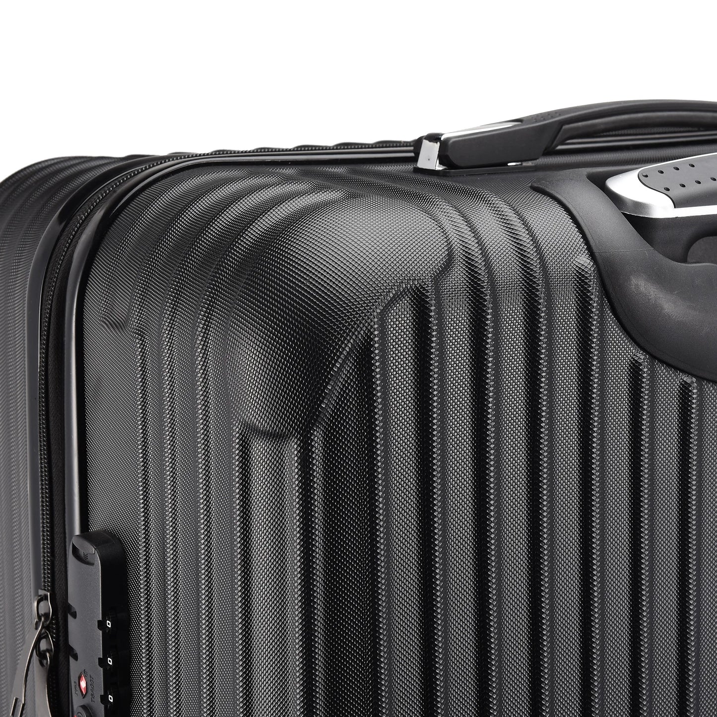 Comanlai Twin-Wheeled Suitcase Set with TSA Password Lock, ABS Trolley Luggage with 4 Universal Wheels, M L XL Sizes, Black