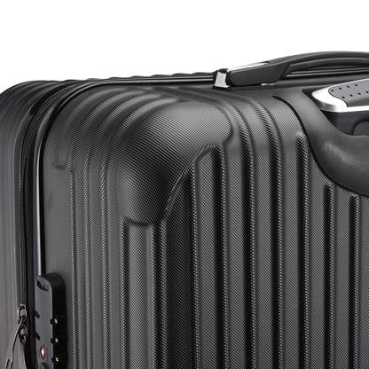 Comanlai Twin-Wheeled Suitcase Set with TSA Password Lock, ABS Trolley Luggage with 4 Universal Wheels, M L XL Sizes, Black