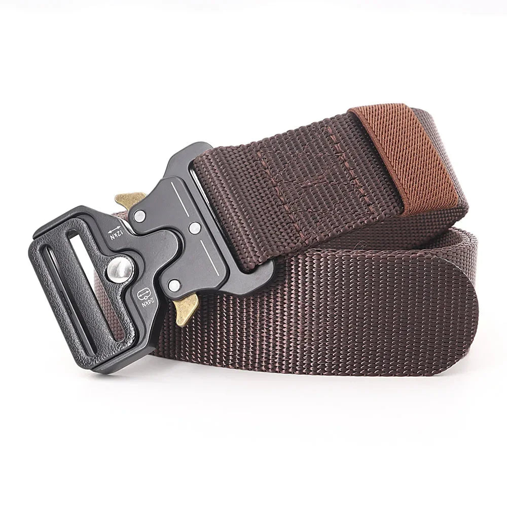 3.8X125cm - Belt Quick Release Outdoor  Metal Belt Soft Real Nylon Sports Accessories Men And Women Black Belt