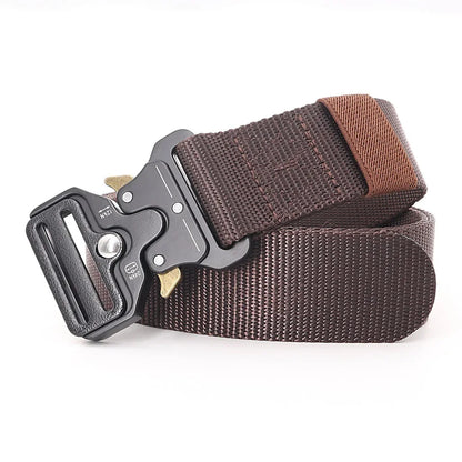 3.8X125cm - Belt Quick Release Outdoor  Metal Belt Soft Real Nylon Sports Accessories Men And Women Black Belt