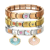 URING New Italian Charm Bracelet Pendant Series Shell Imitation Pearl Heart Personalized Assembly Chain Y2k DIY Making Jewelry