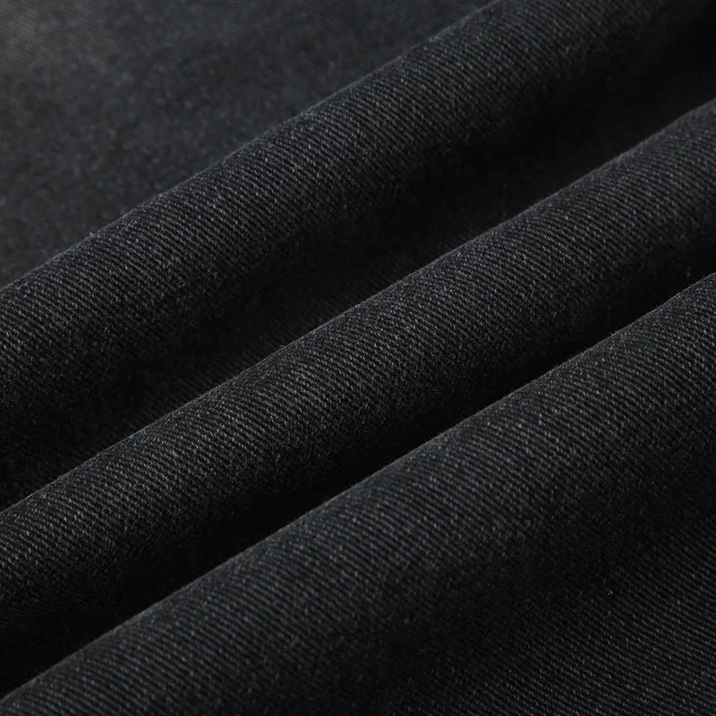 BKQU - Pantalones vaqueros rectos y holgados para mujer, cintura alta, pierna ancha, con diamantes de imitación, largos, moda urbana 2021, pantalones brillantes con diamantes