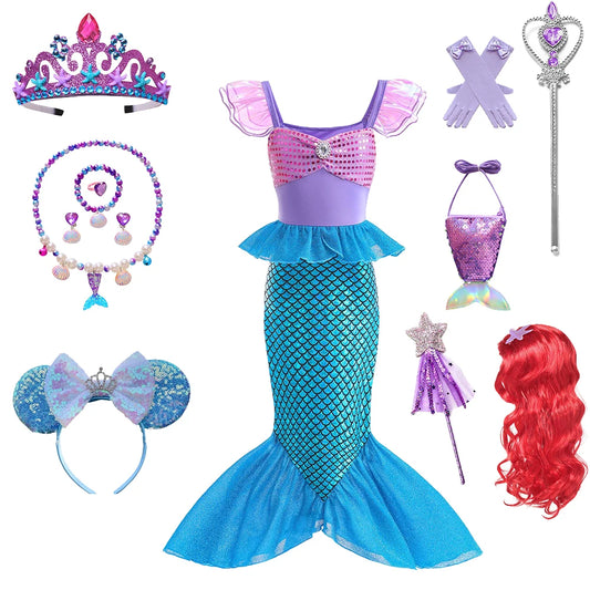 Children's mermaid cosplay costume girls' role play costume carnival Halloween birthday party costume summer princess dress