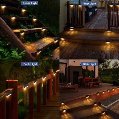 24PCS IP65 Waterproof Solar Garden Light Outdoor LED Solar Power Deck Lamps for Railing Stairs Step Fence Yard Patio Pathway