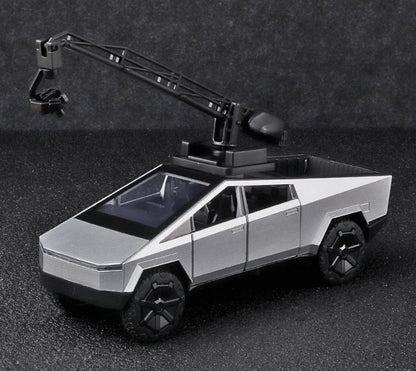 Camiones de juguete para niños, modelo Cybertruck, camioneta plateada, de metal fundido a presión, con sonido y luz, a partir de 3 años, escala 1:32.