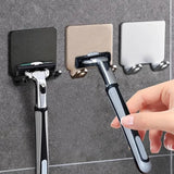 1 soporte para maquinilla de afeitar sin perforaciones, gancho de almacenamiento, accesorio de baño multiusos de aluminio espacial